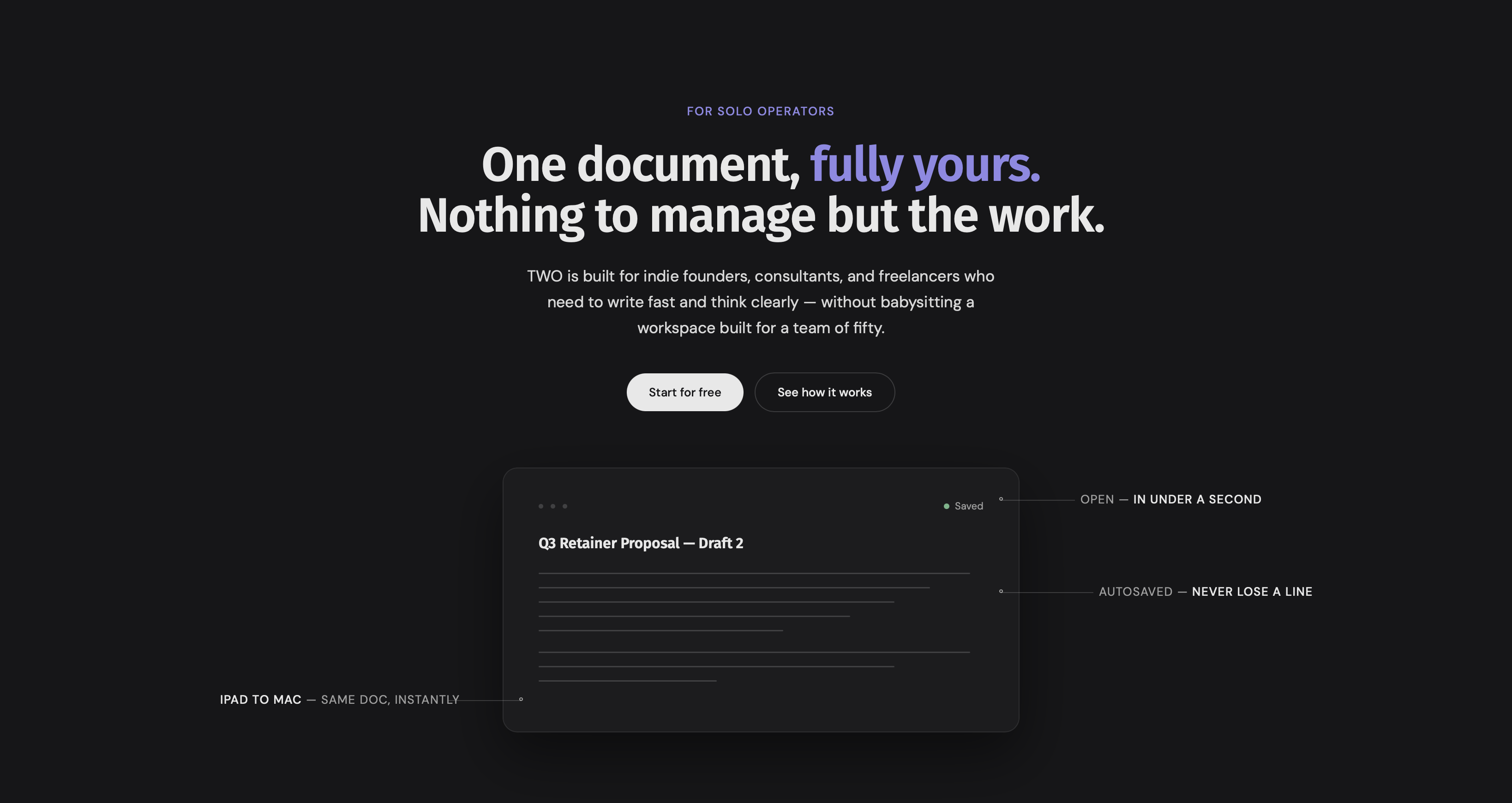 TWO docs for solo operators page