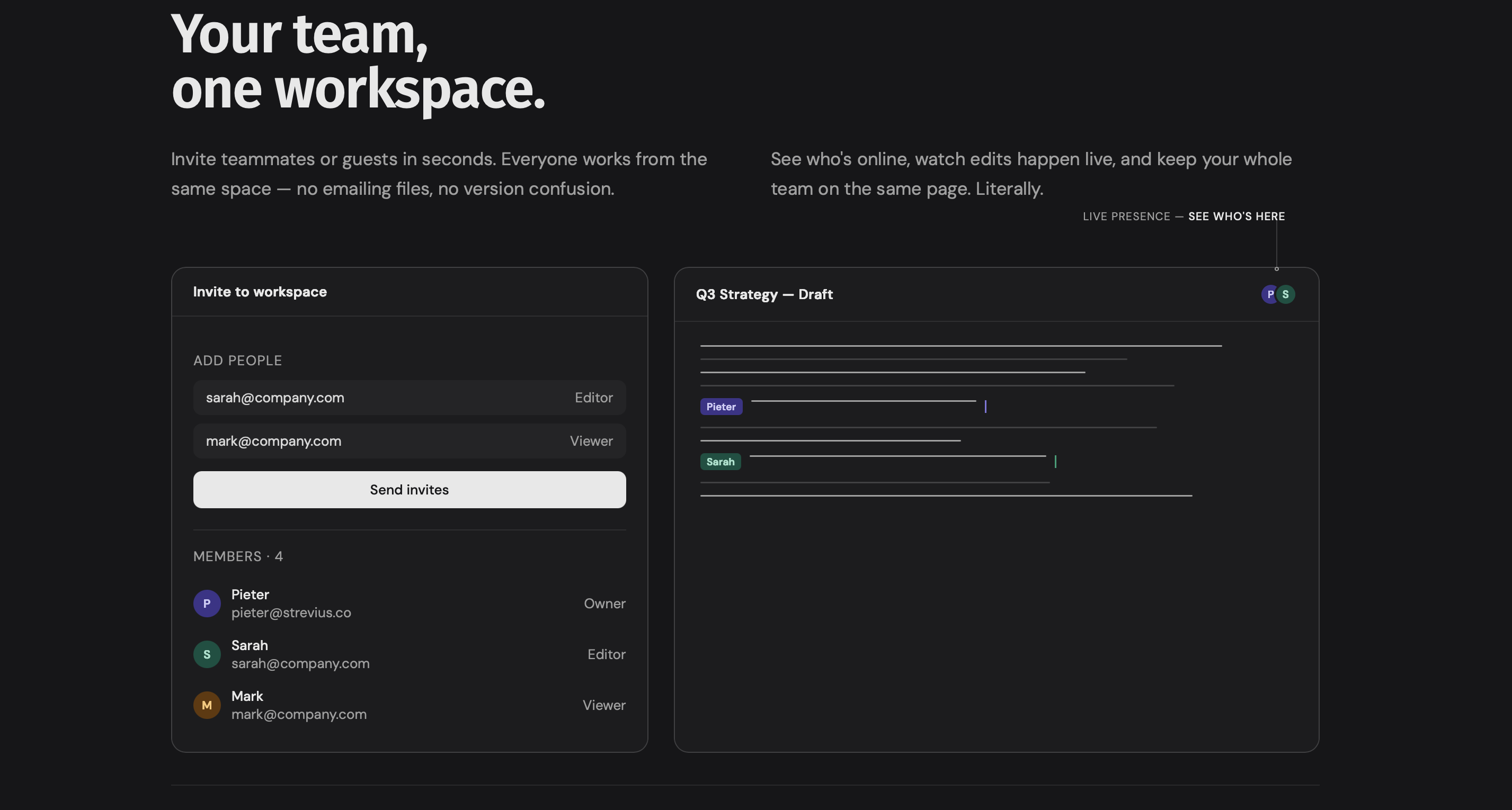 Shared workspace two app