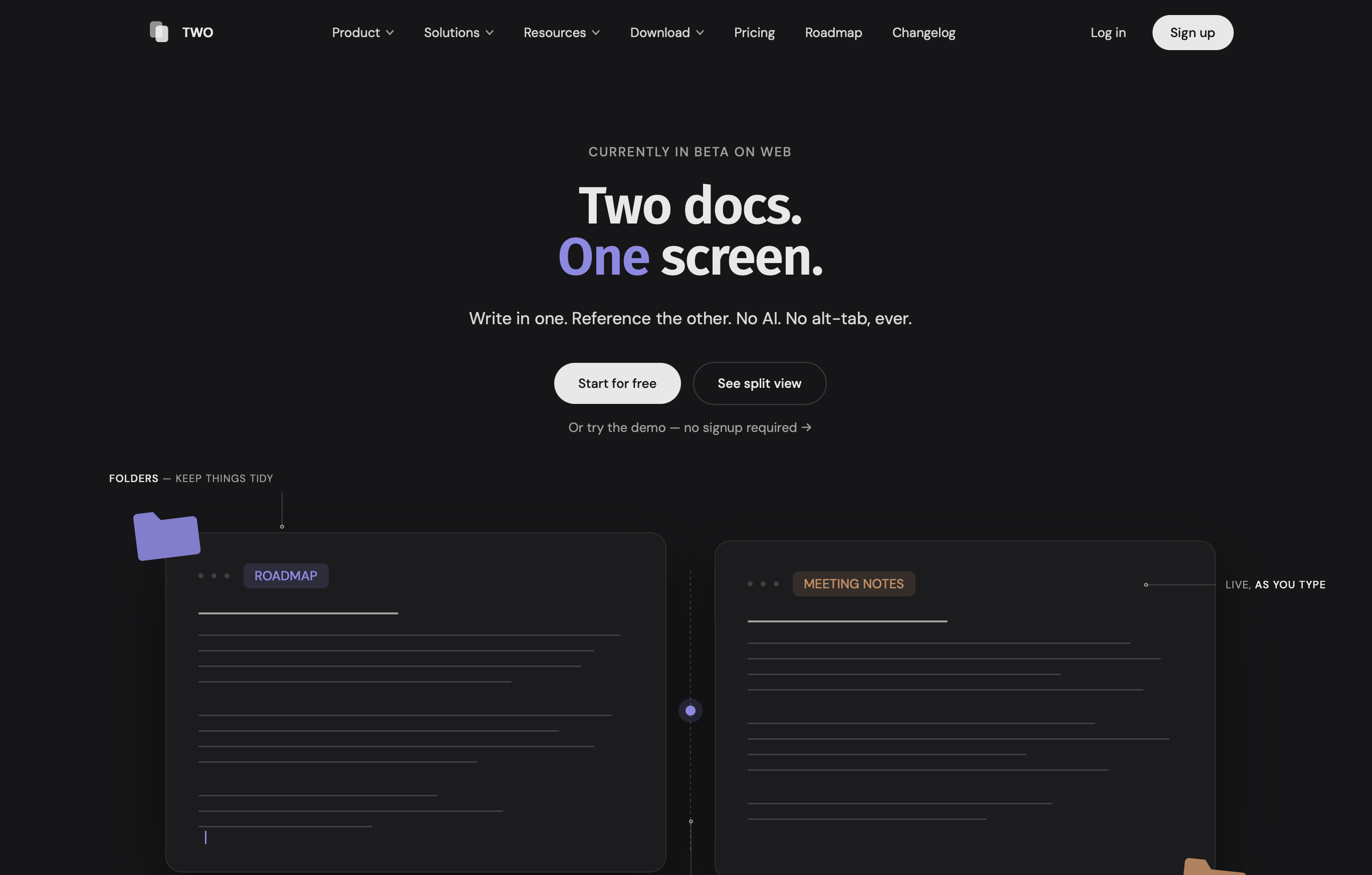 Two.so homepage