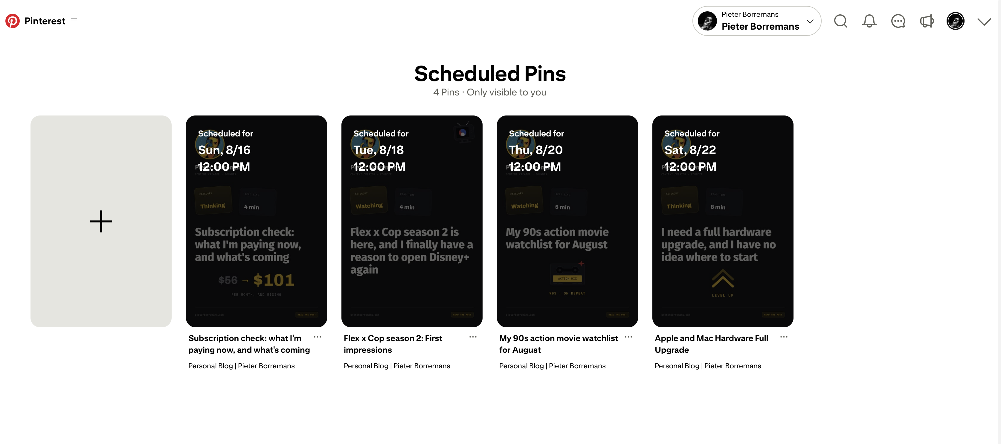 Pinterest native scheduler