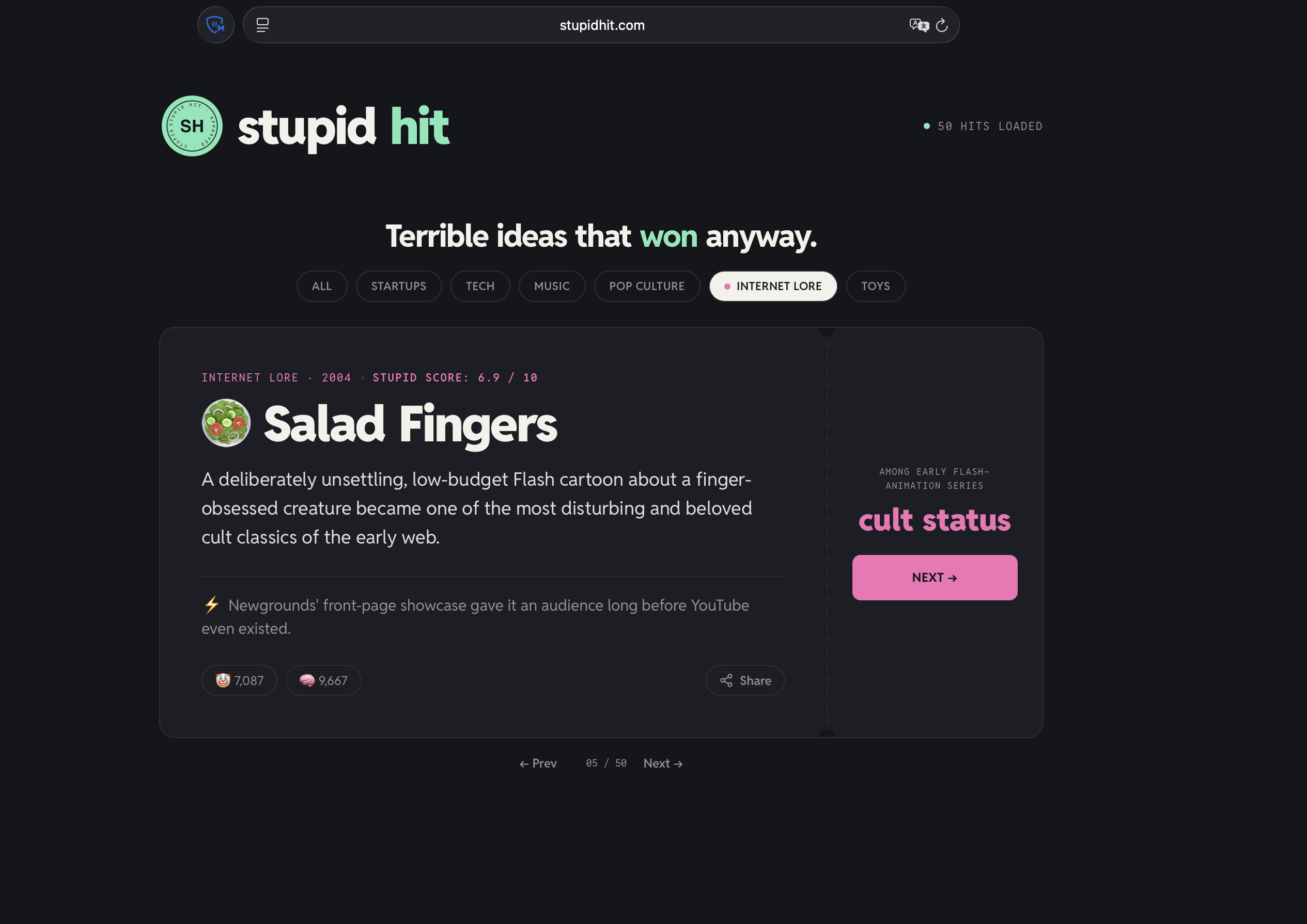Stupid hit homepage