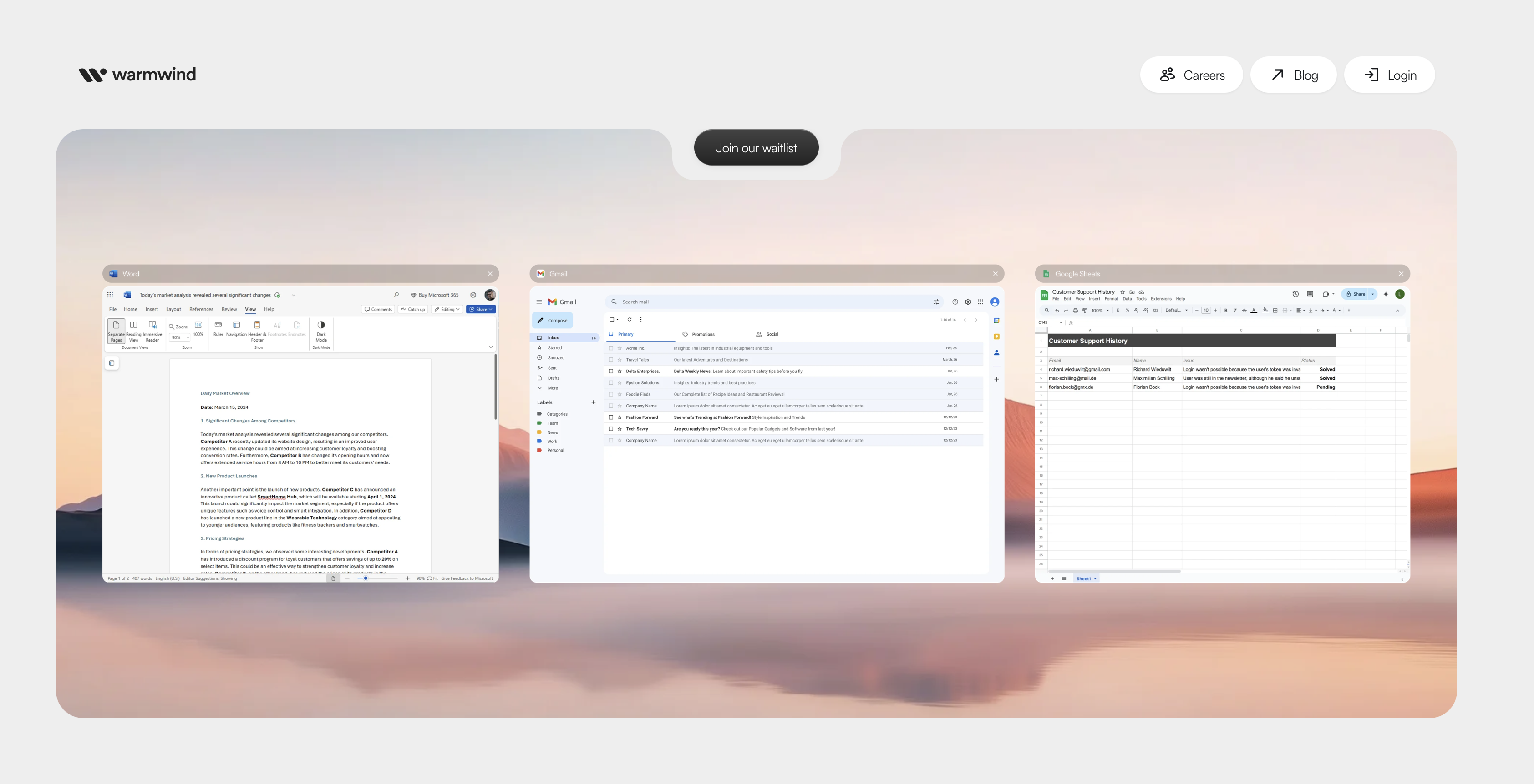 Warmwind OS homepage