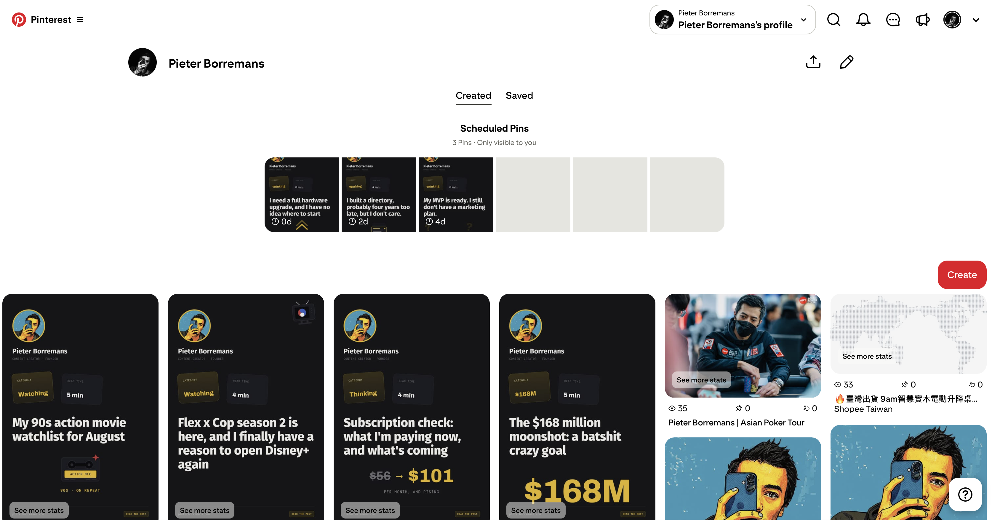 Pinterest schedule and profile