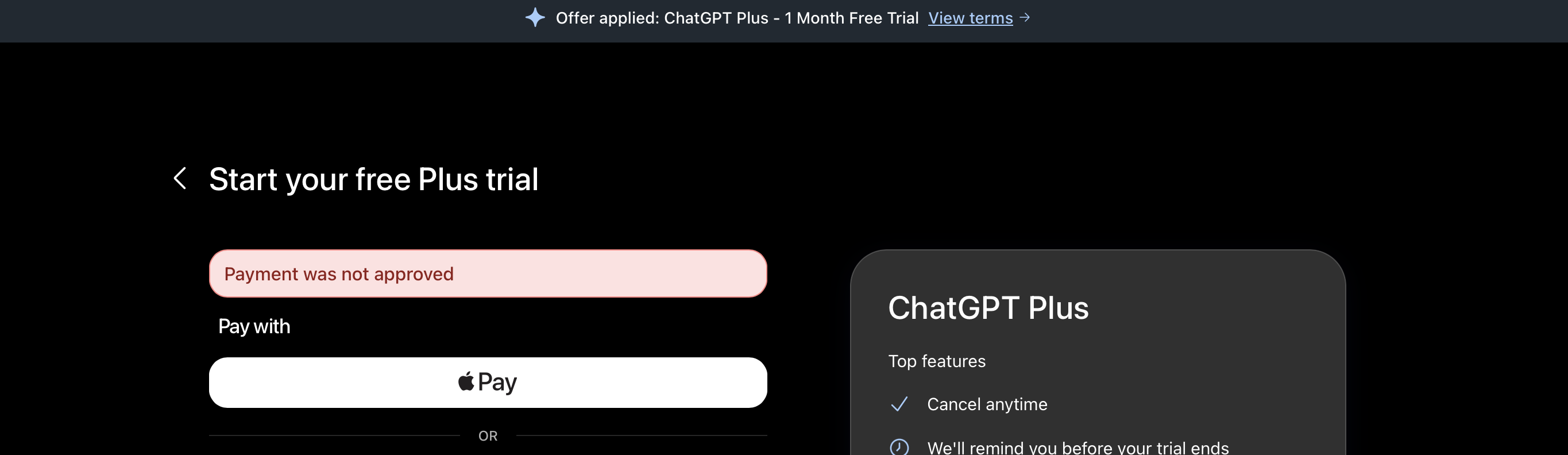 Chatgpt payment not approved