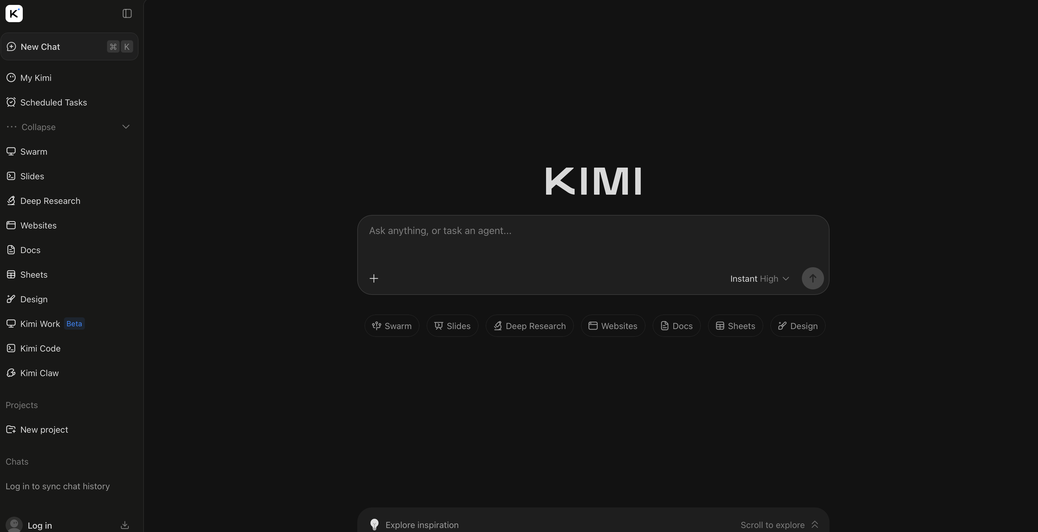 Kimi AI homepage