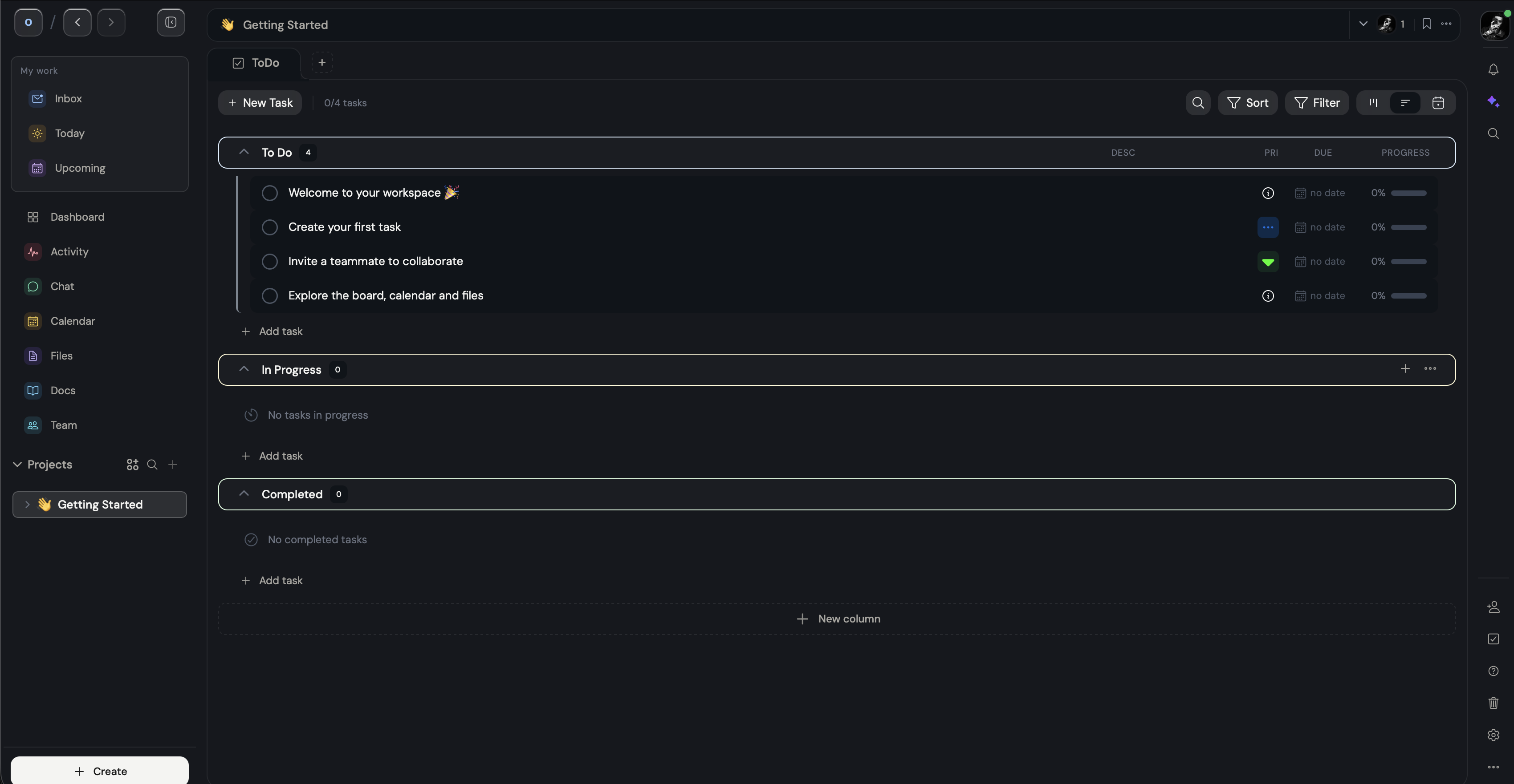 Workel dashboard overview