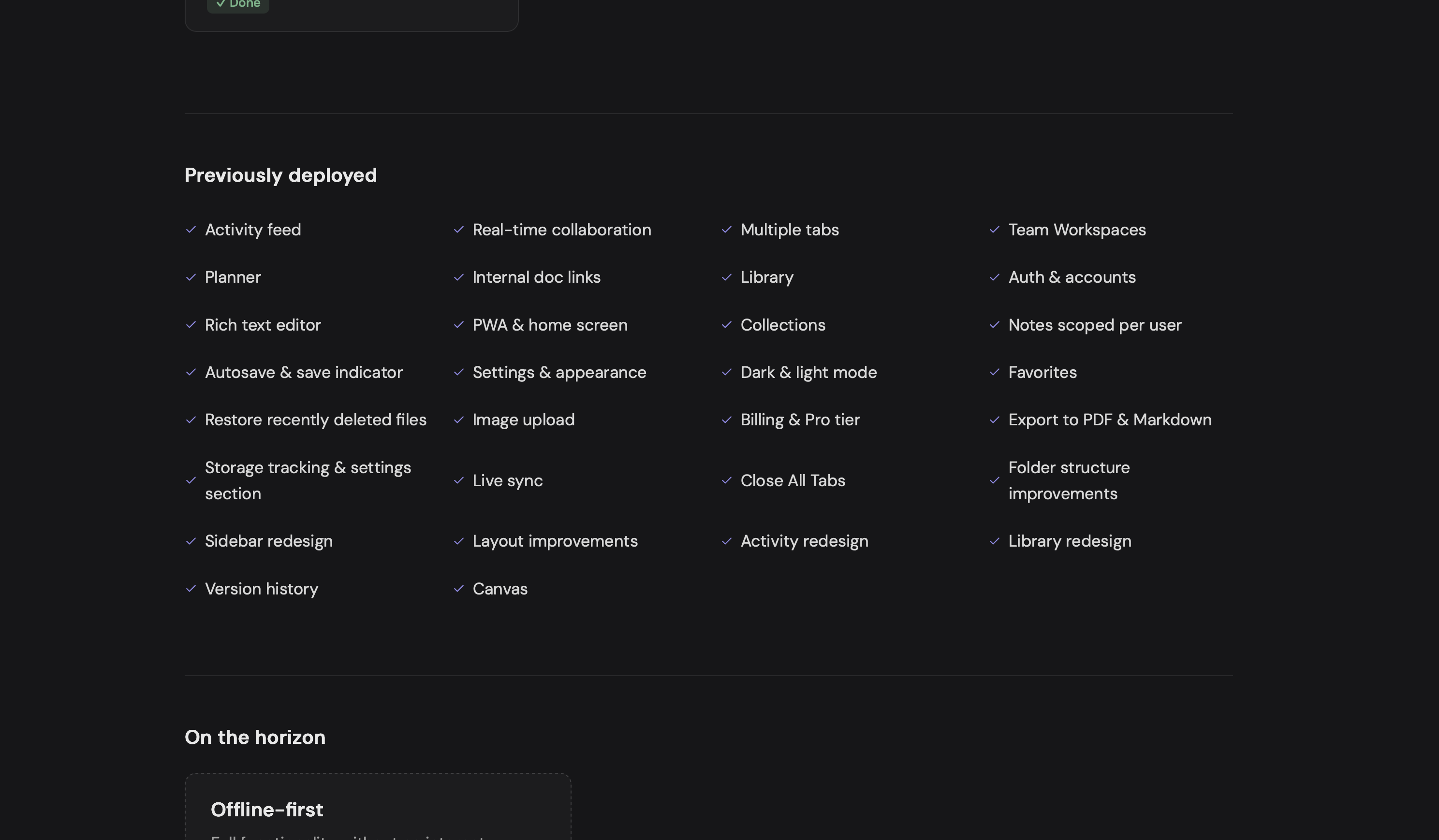 Currently built roadmap TWO DOcs