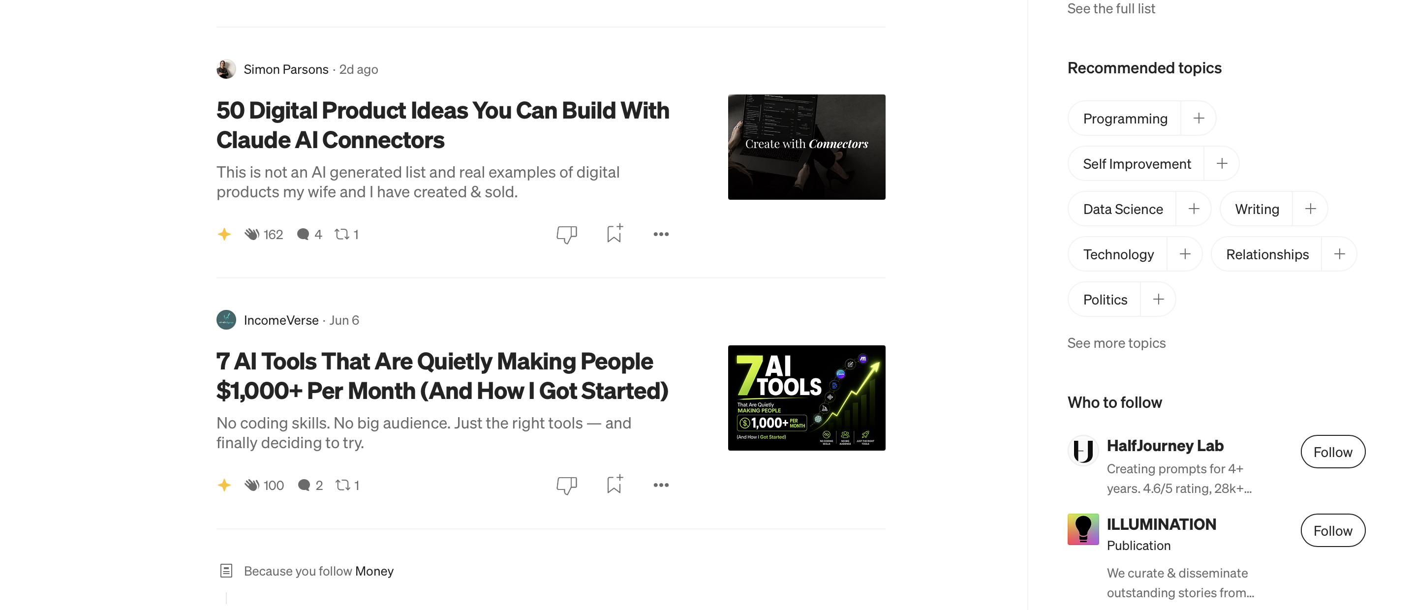 Medium blog feed