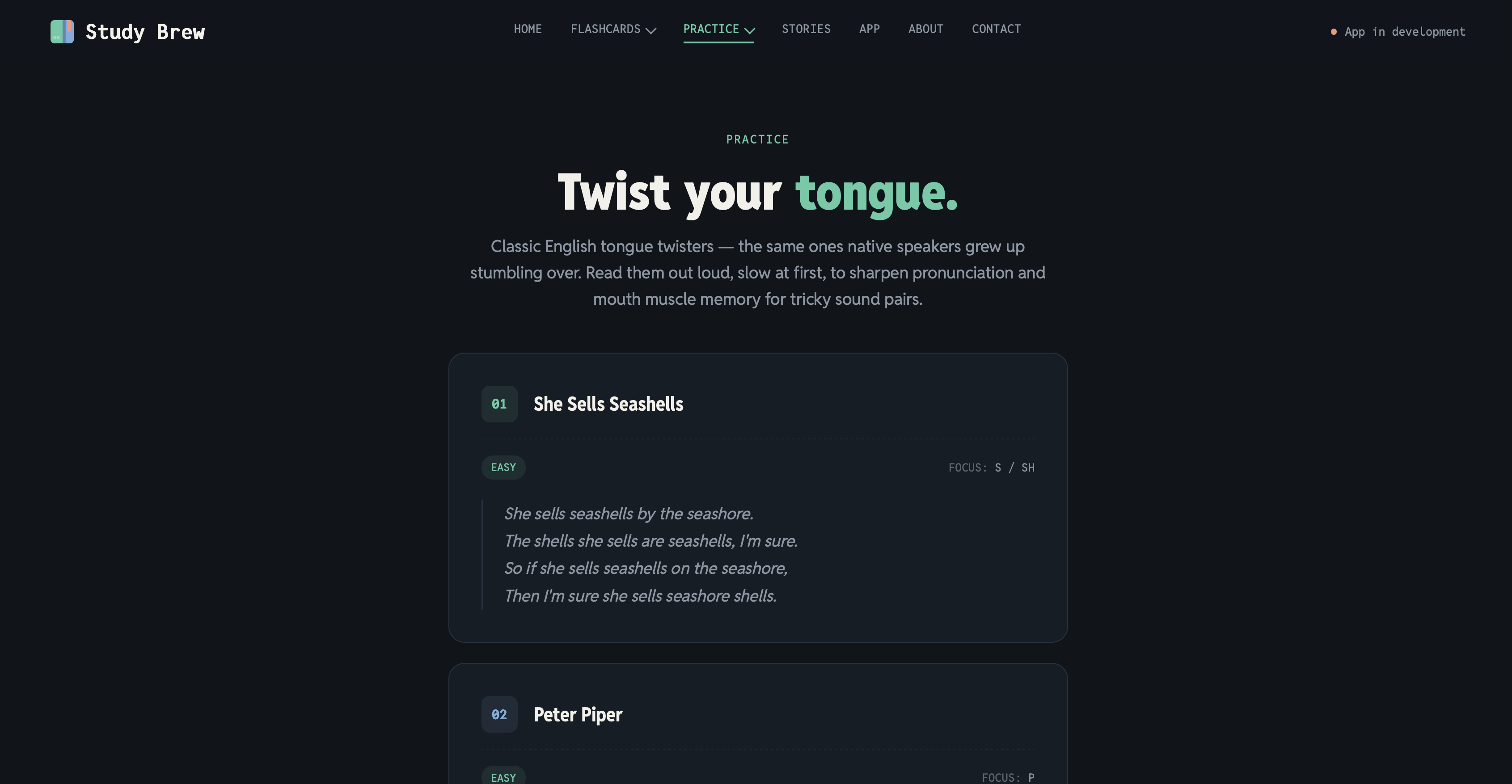 Story brew tongue twisters