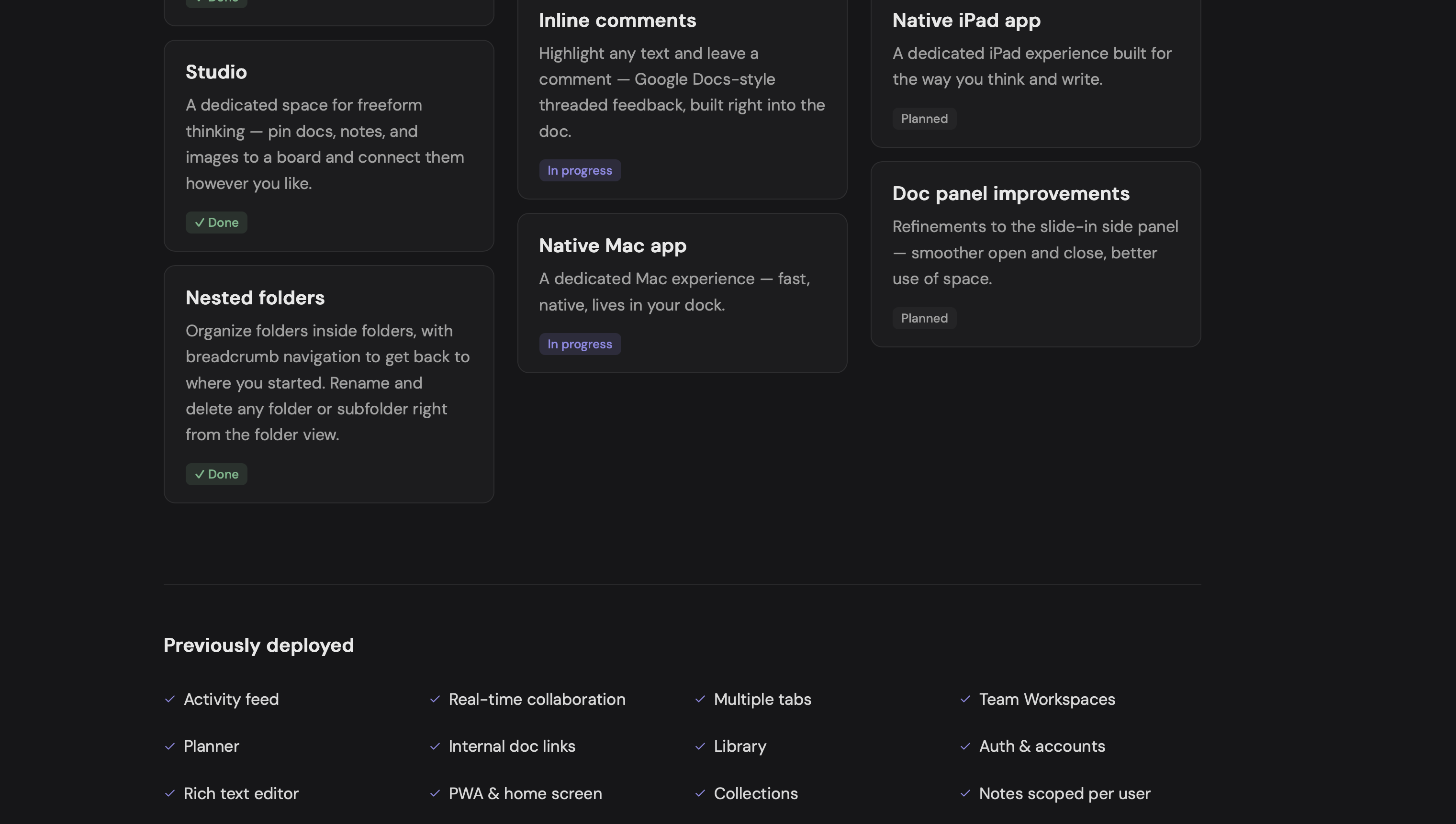 Nested folders and roadmap TWO Docs