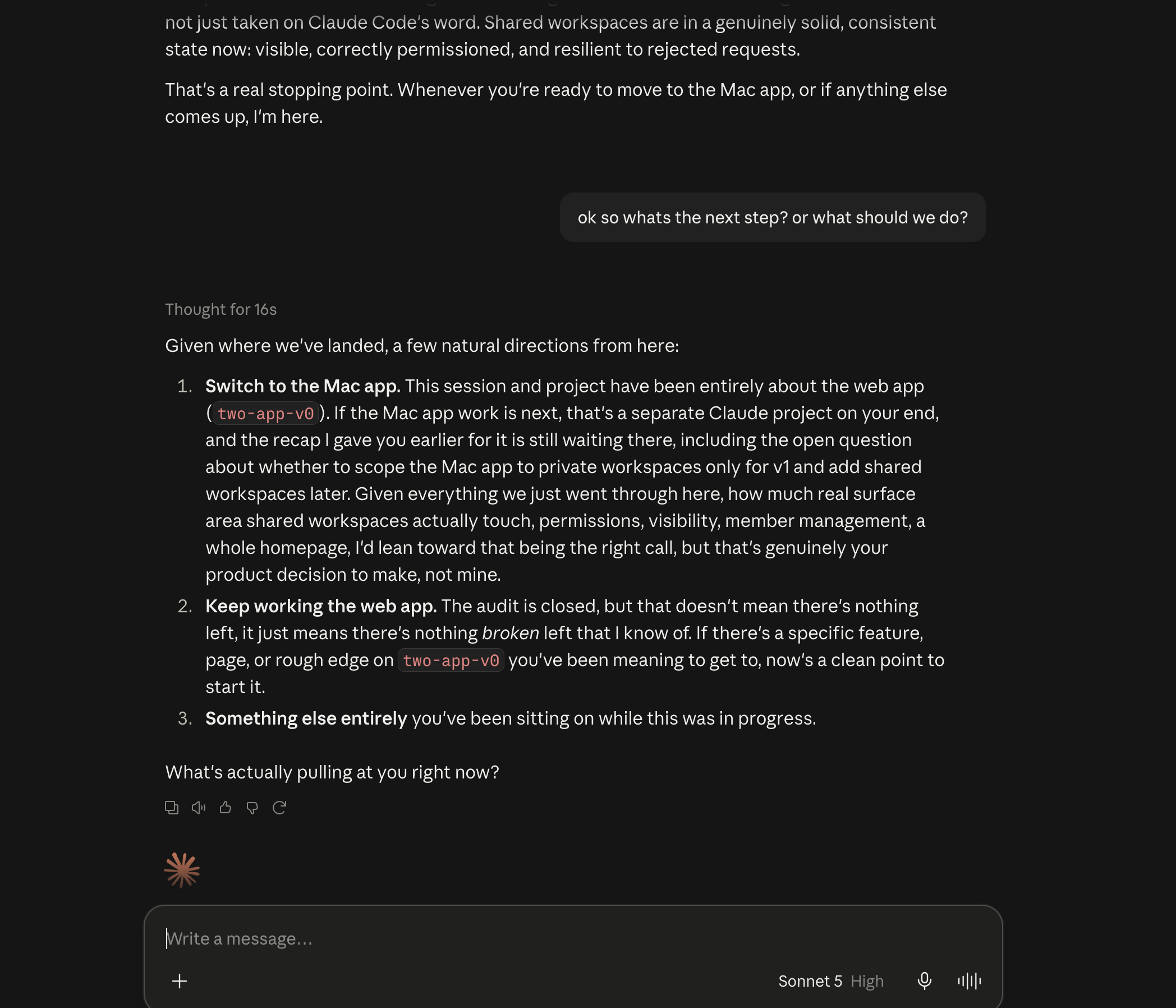 Claude follow up response