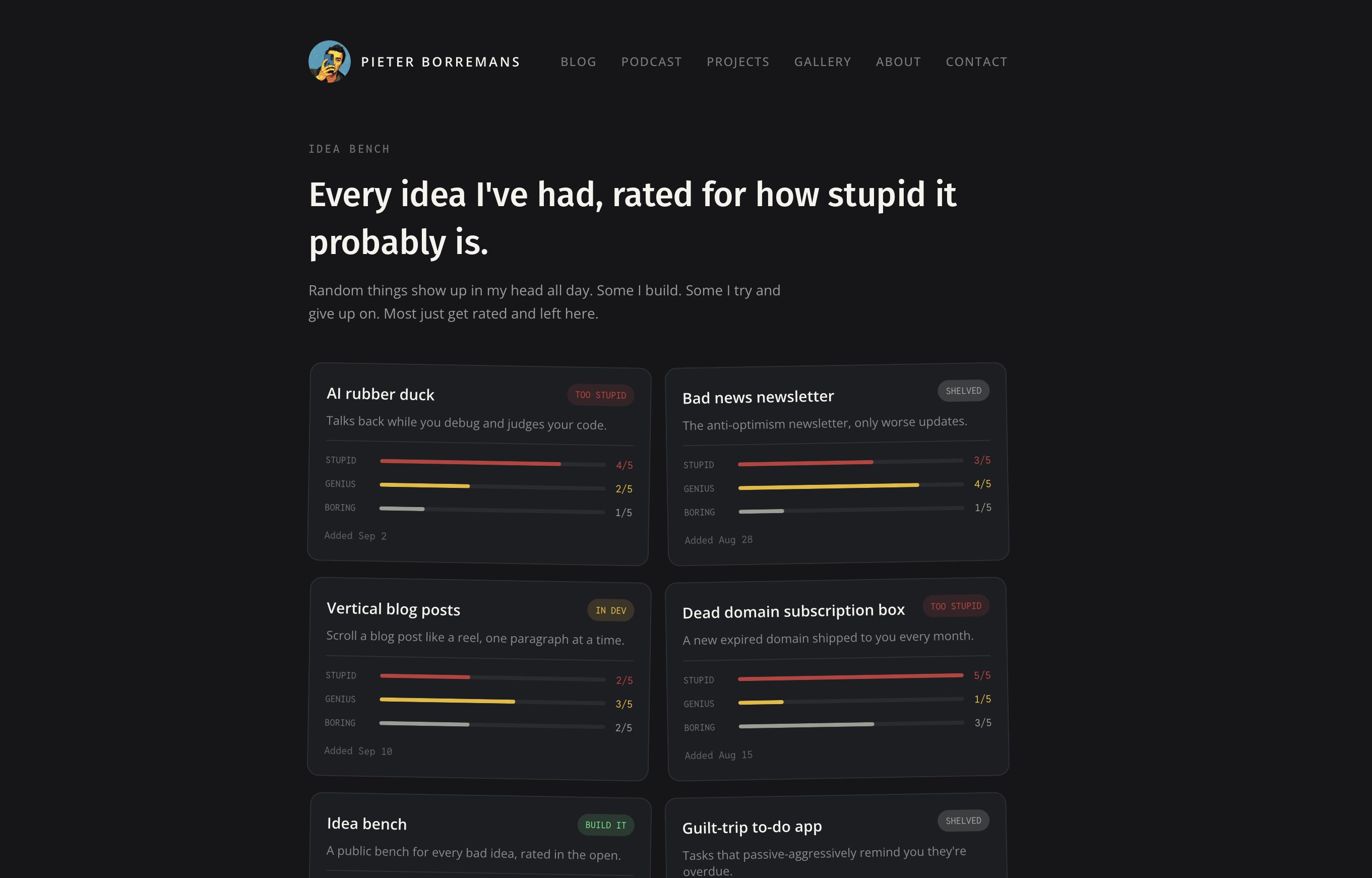 Idea bench tracker