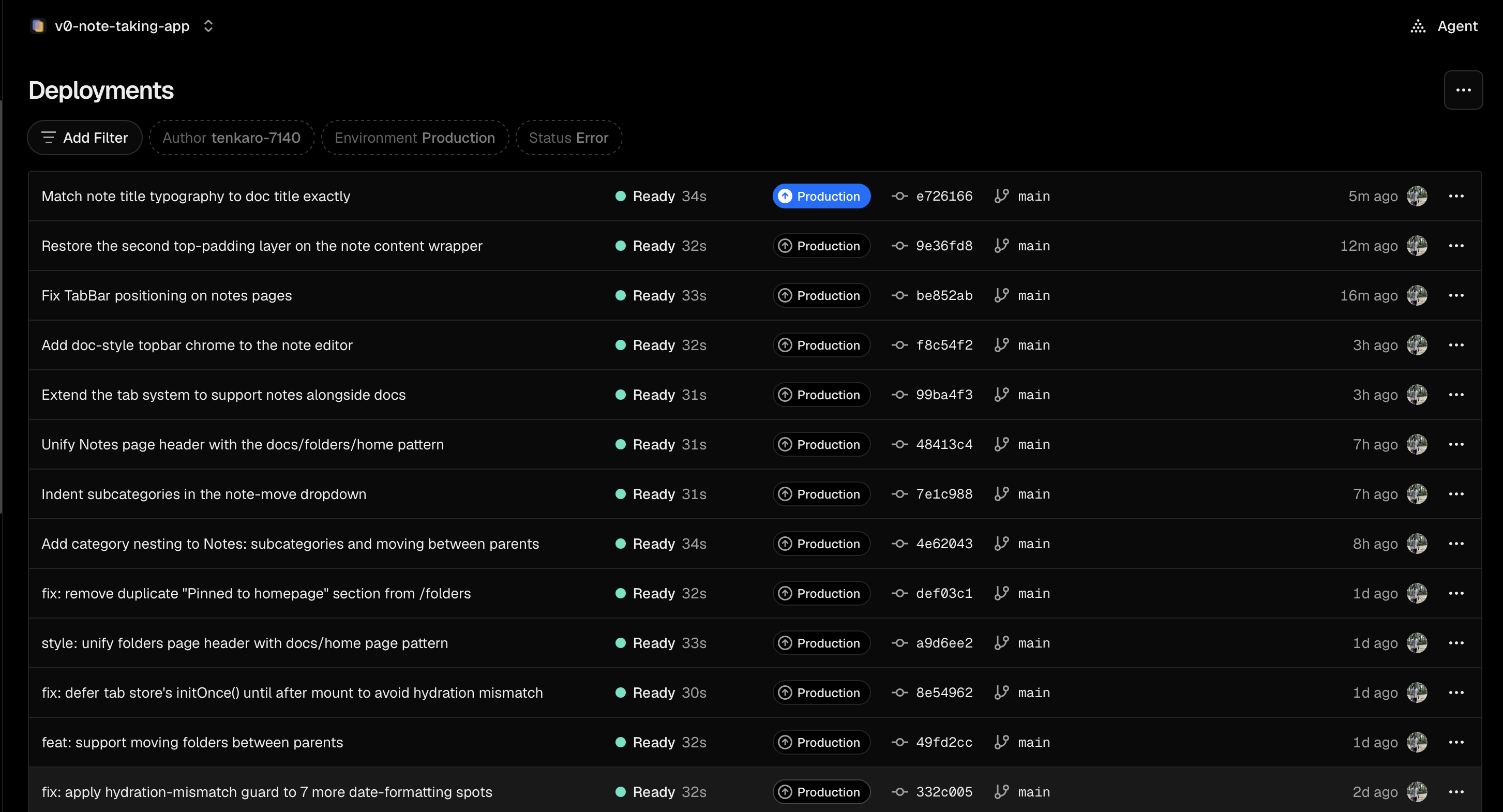 Vercel deployment logs TWO DOcs