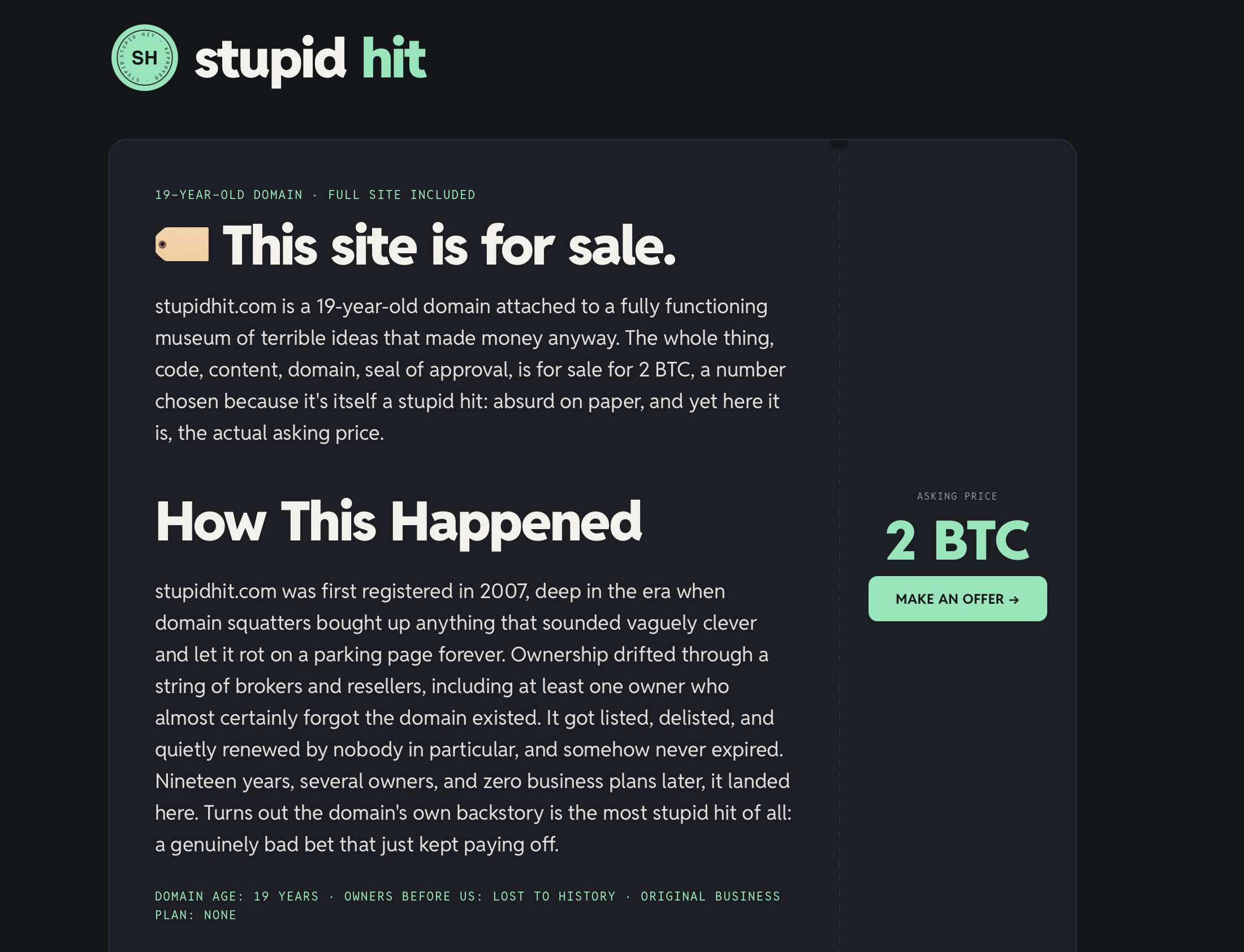 Stupid hit for sale