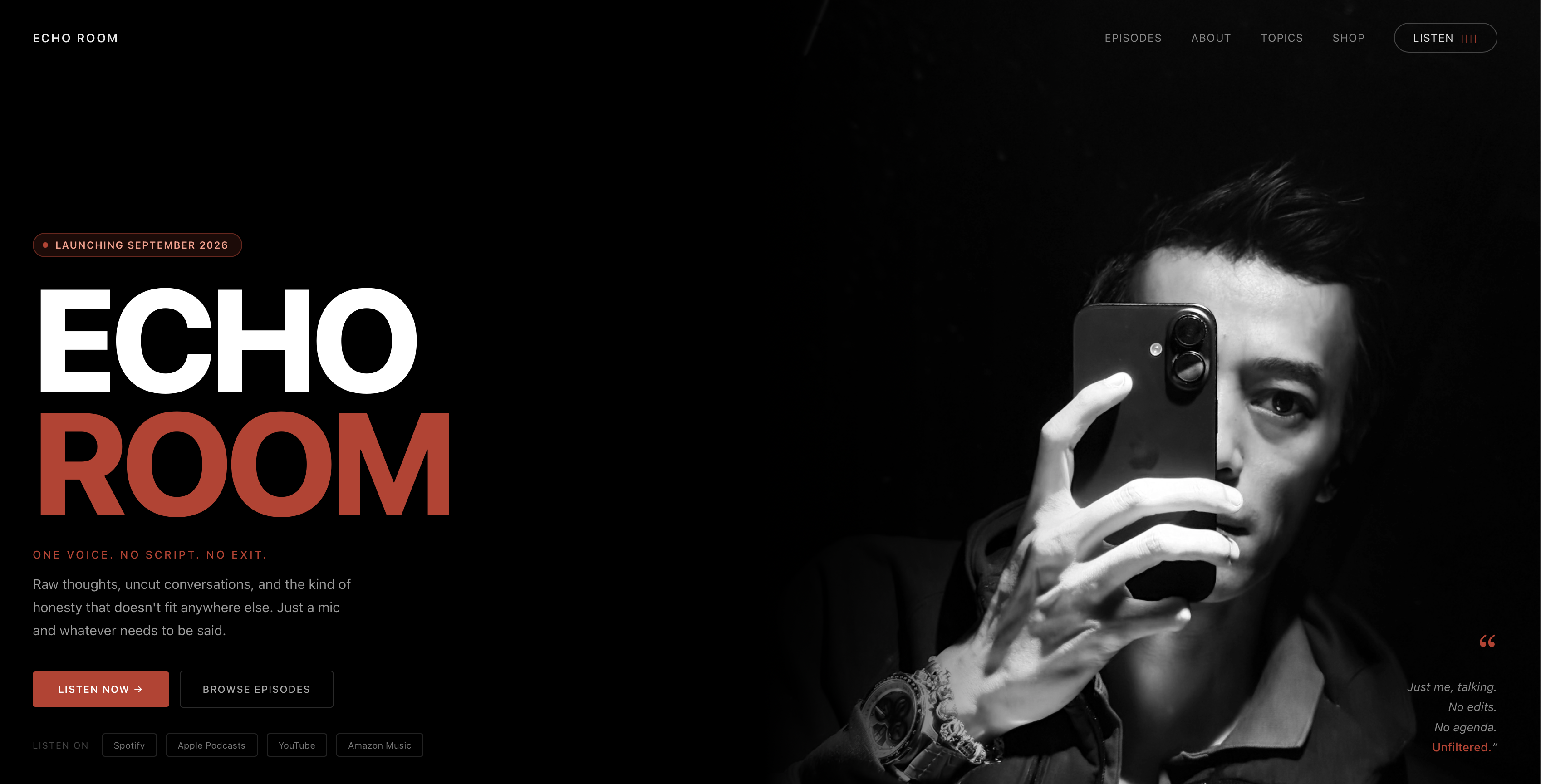 Echo room podcast homepage
