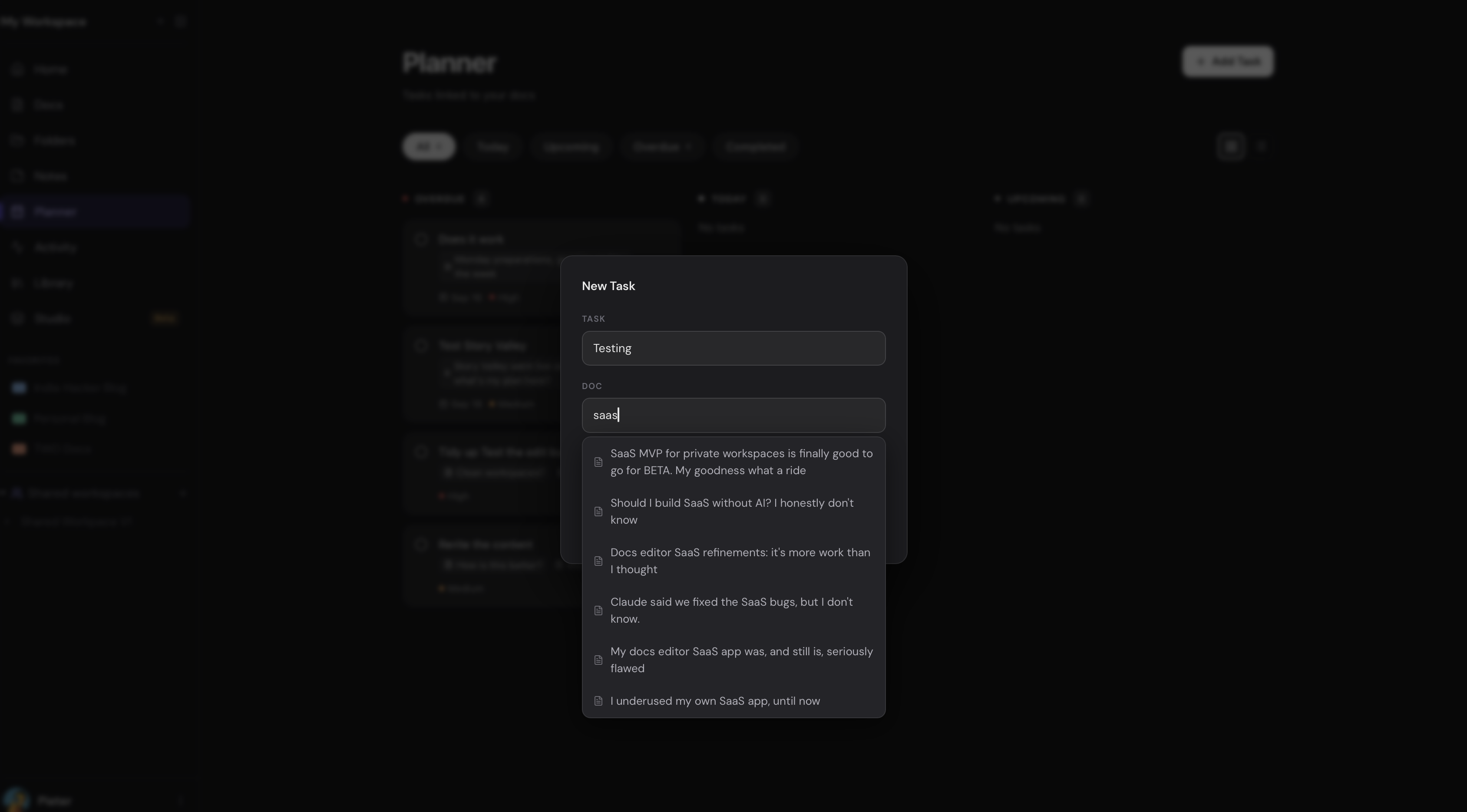 Planner add task with DOC