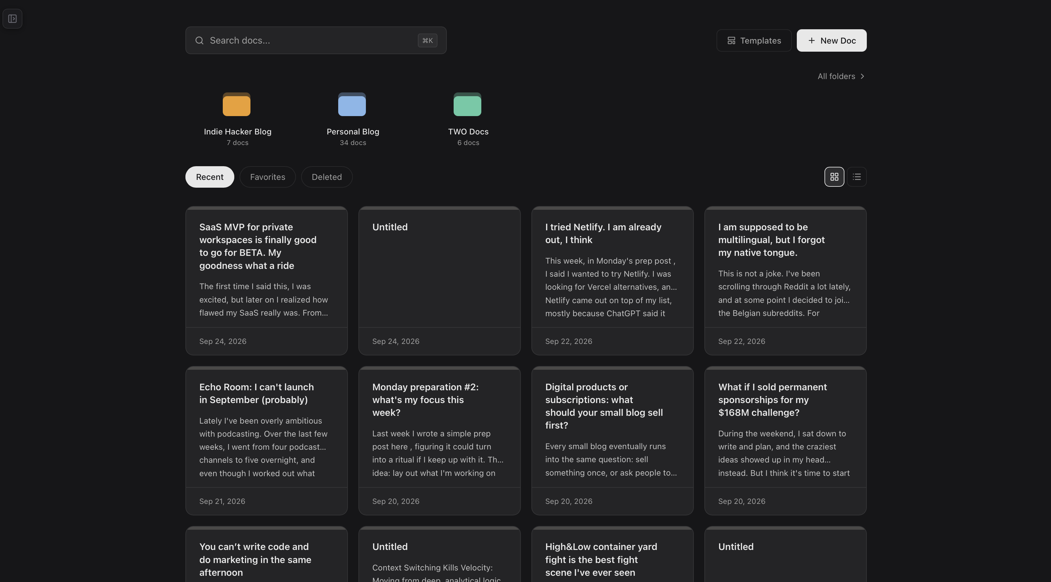 TWO Docs homepage app