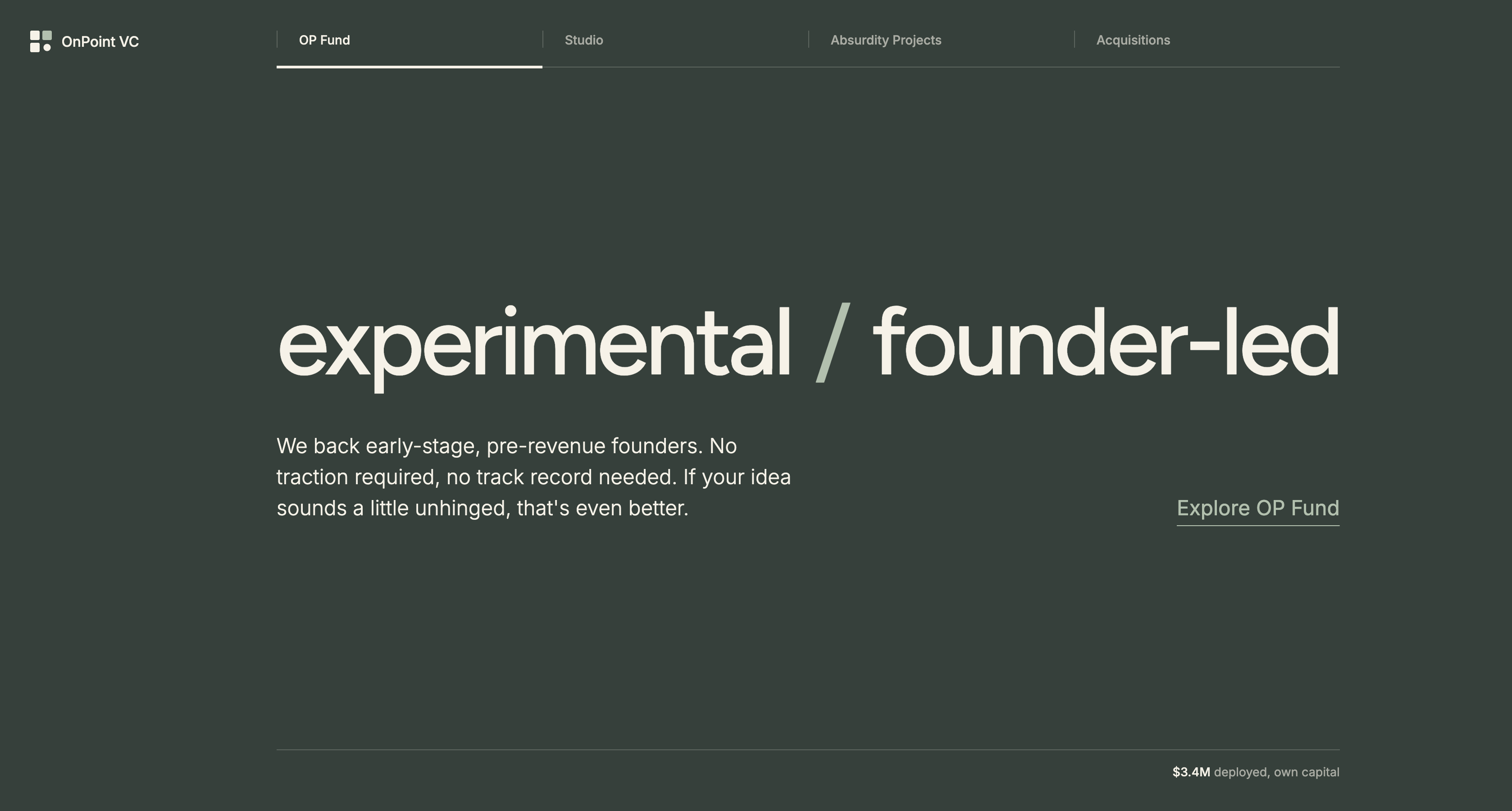 OnPointVC Homepage mockup