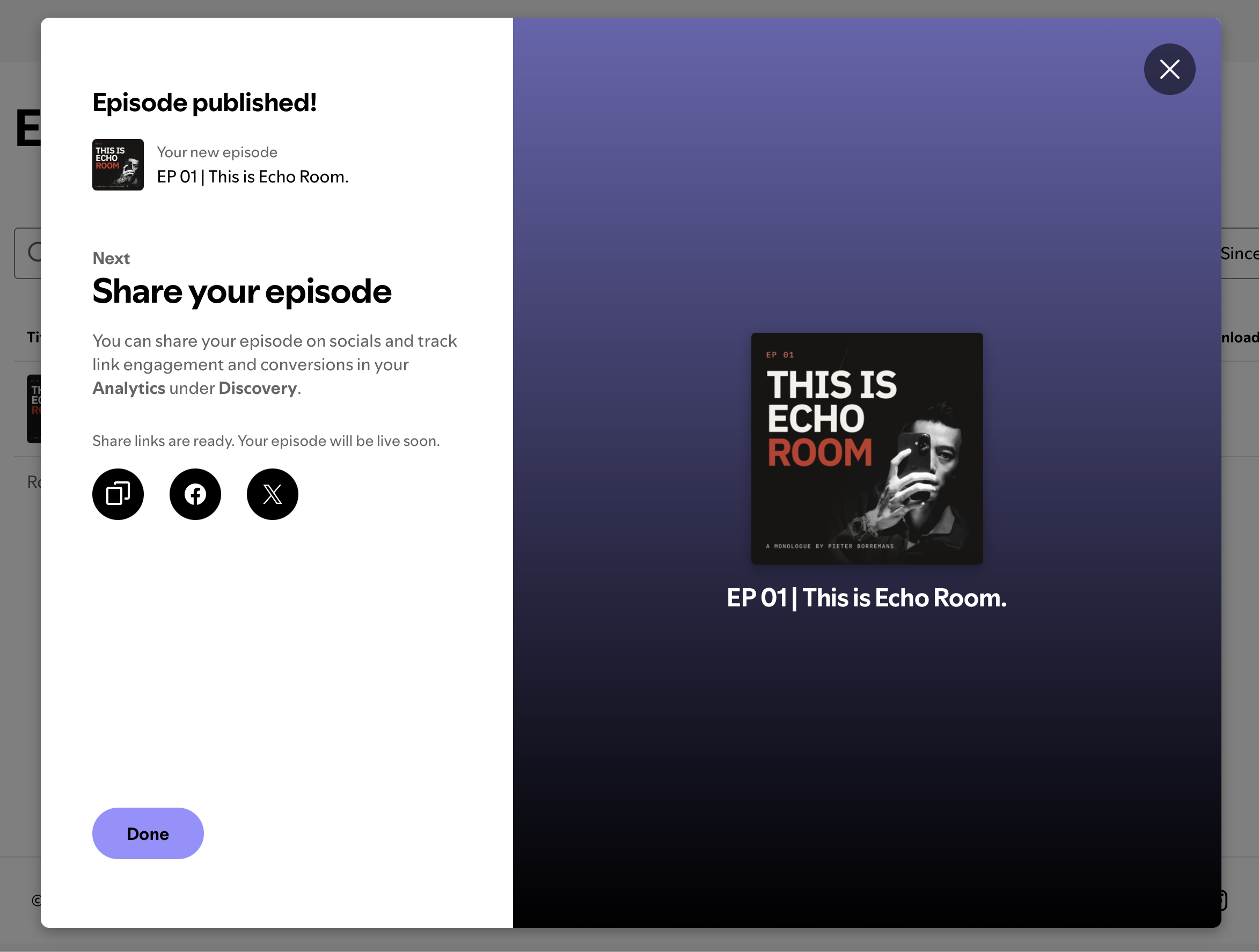 Echo Room is live spotify