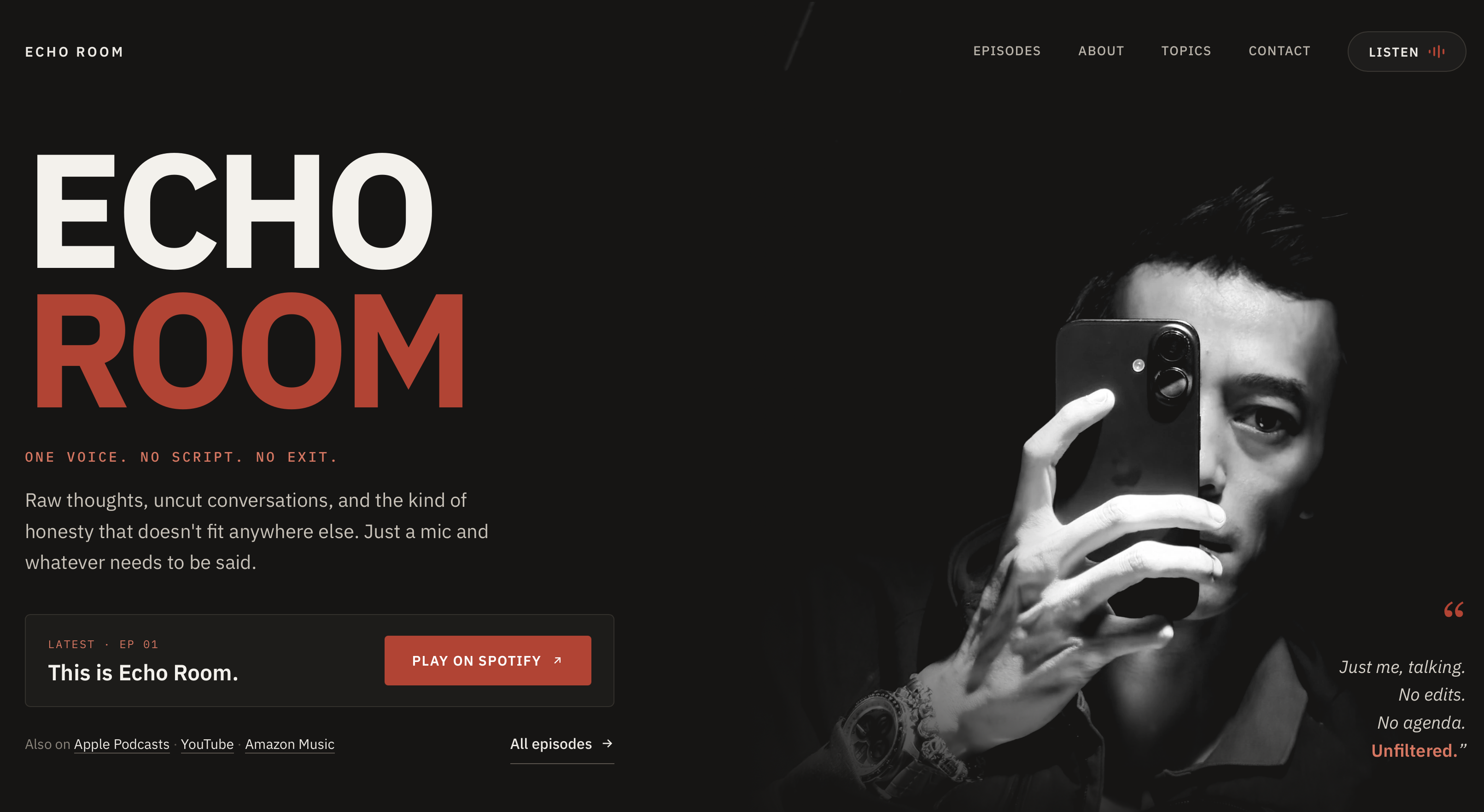 Echo Room final homepage