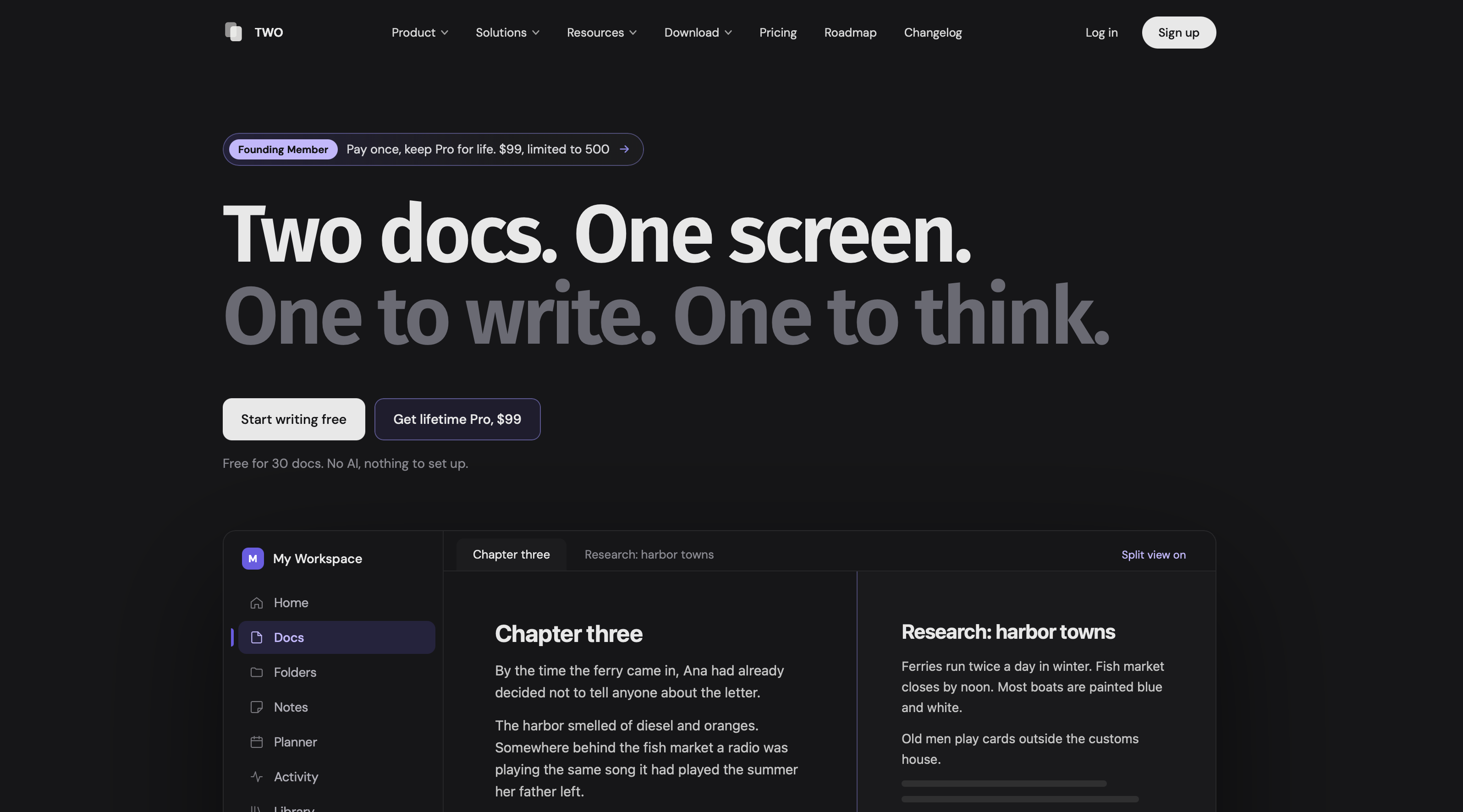 TWO docs new homepage