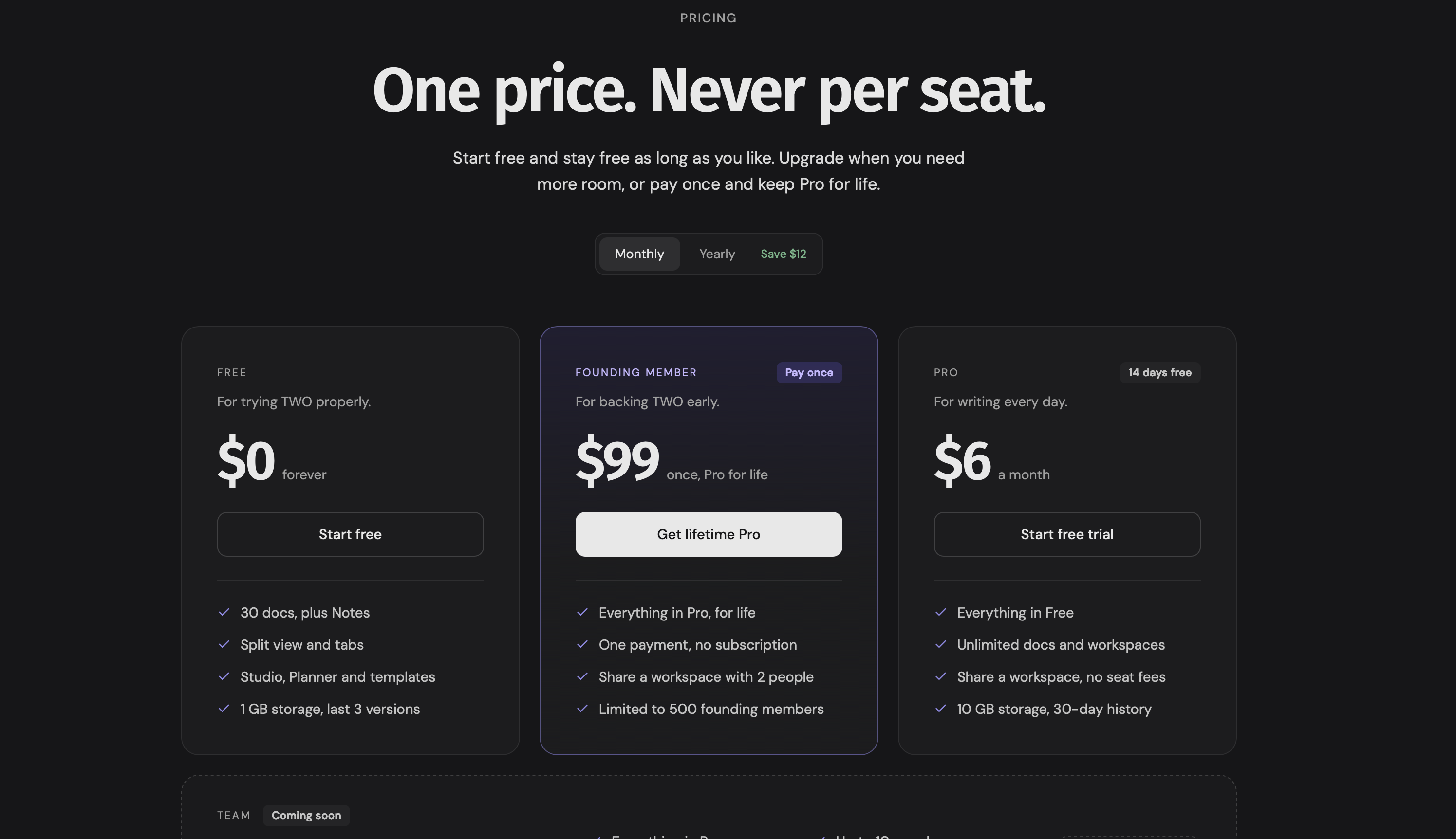 TWO New pricing