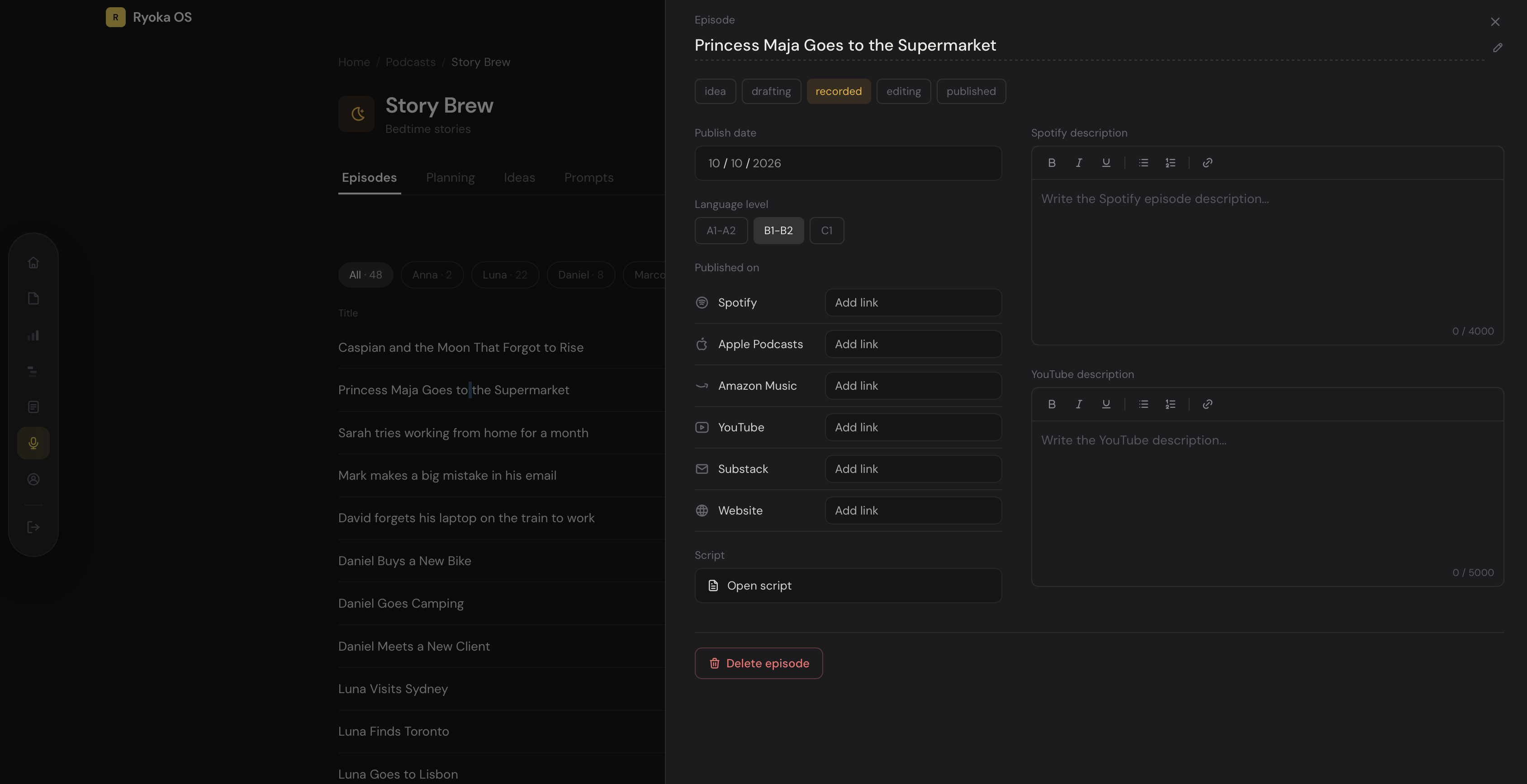 Podcasts descriptions