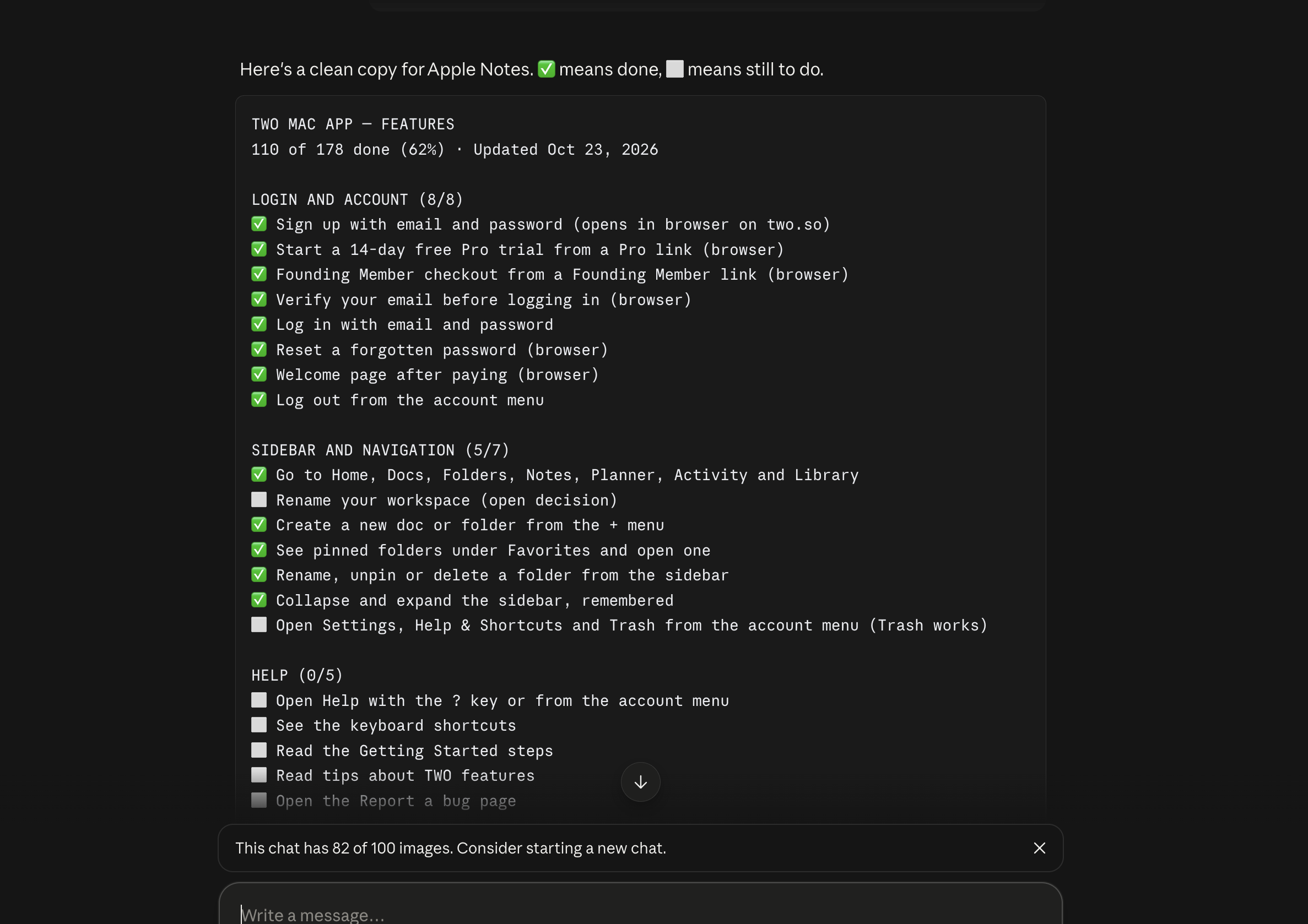 Claude screenshot Mac app progress